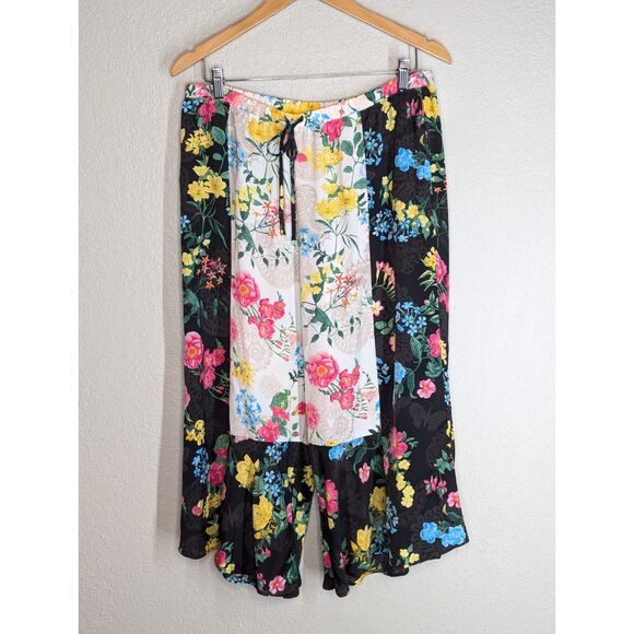 NWT BETSEY JOHNSON Tank Culotte Pants Pajama Set Sz L Floral Print Flowy Boho - Picture 3 of 13